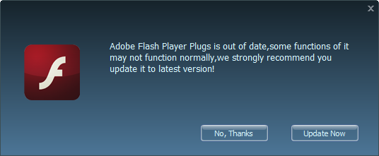Fake Adobe Flash update windo